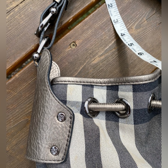 Burberry🔥NEW-Mega Check Leather/Canvas w/serial #/LUREX🔥Bronze Leather Bag👜🔥 - Picture 14 of 15